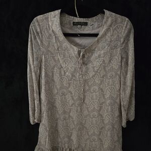 Rose and olive shift dress tan and gray